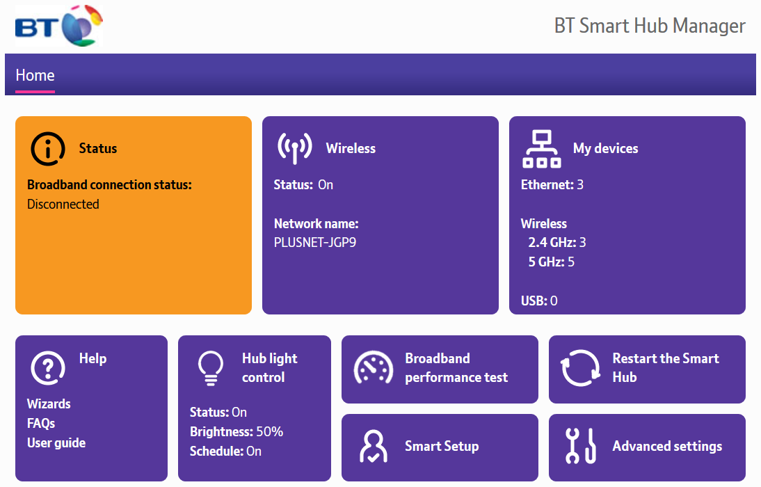 Using BT Smart Hub with Plusnet Internet